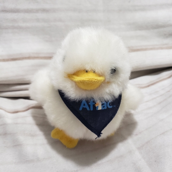 Aflac Other - 🌞SOLD🌞 Aflac Mini Duck Promotional Key Chain 3.5" Talking Plush Blue Bandana